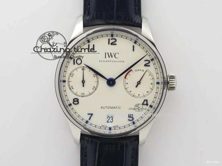 MIROTIME 0325 Classic Portuguese IW371482 ZF 1:1 Best Edition RG Gray Dial Gold Markers On Black Leather Strap A 7265